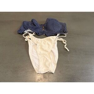 blue white strapless underwire XHILARATION two piece swimsuit bikini size large